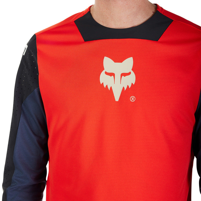 Koszulka Rowerowa Z Długim Rękawem Fox Defend Elevated Fluo Red