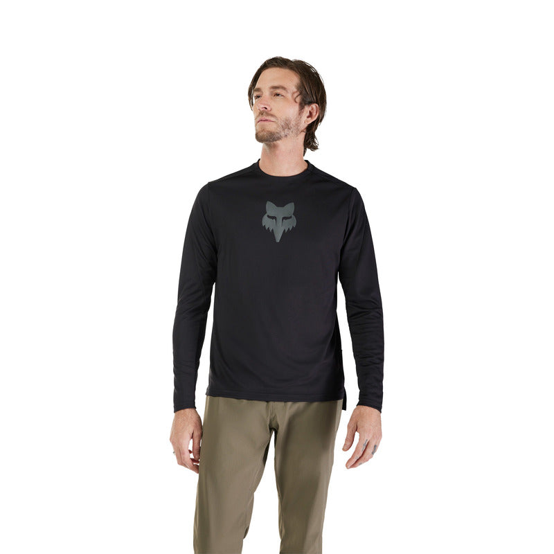 Koszulka Rowerowa Z Długim Rękawem Fox Ranger Head Black