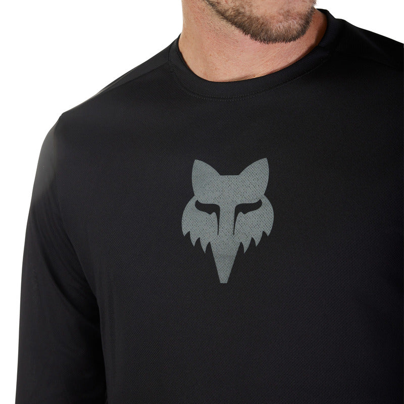 Koszulka Rowerowa Z Długim Rękawem Fox Ranger Head Black