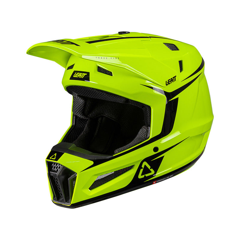 KASK MOTOCYKLOWY Z GOGLAMI LEATT KIT MOTO 3.5 NEON YELLOW XS