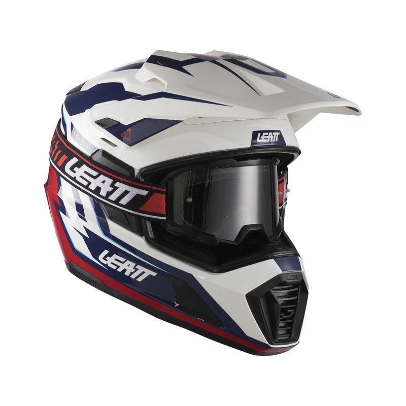 KASK MOTOCYKLOWY Z GOGLAMI LEATT ADV 7.5 ROYAL BLUE RED S