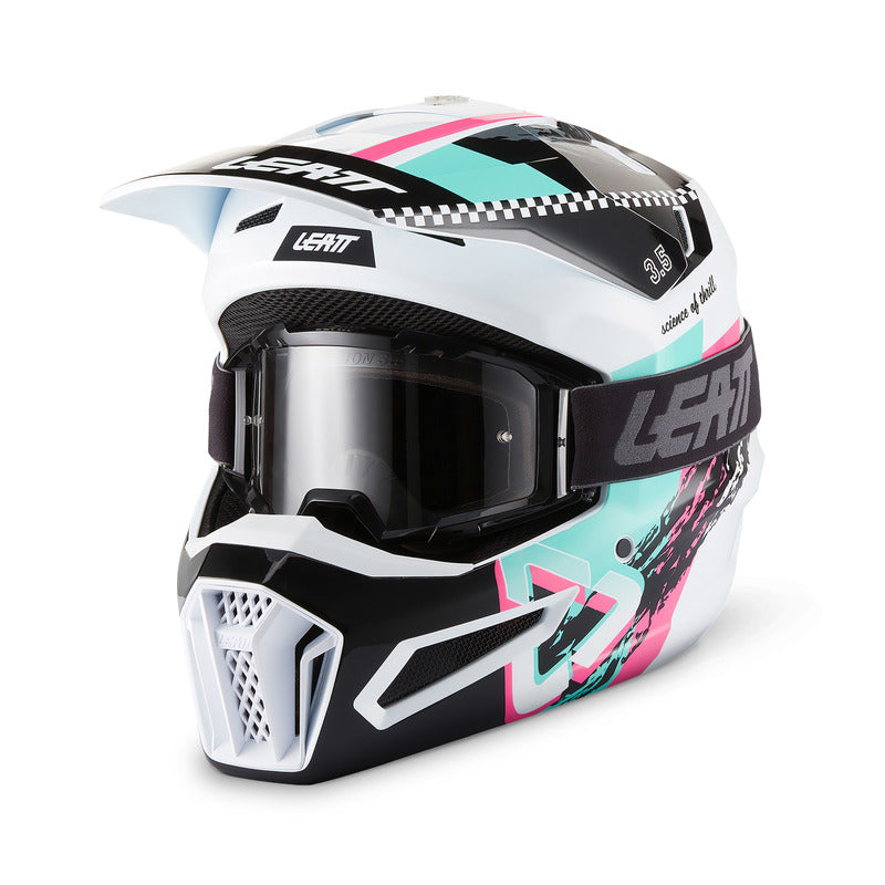 KASK MOTOCYKLOWY Z GOGLAMI LEATT KIT MOTO 3.5 PINK XS
