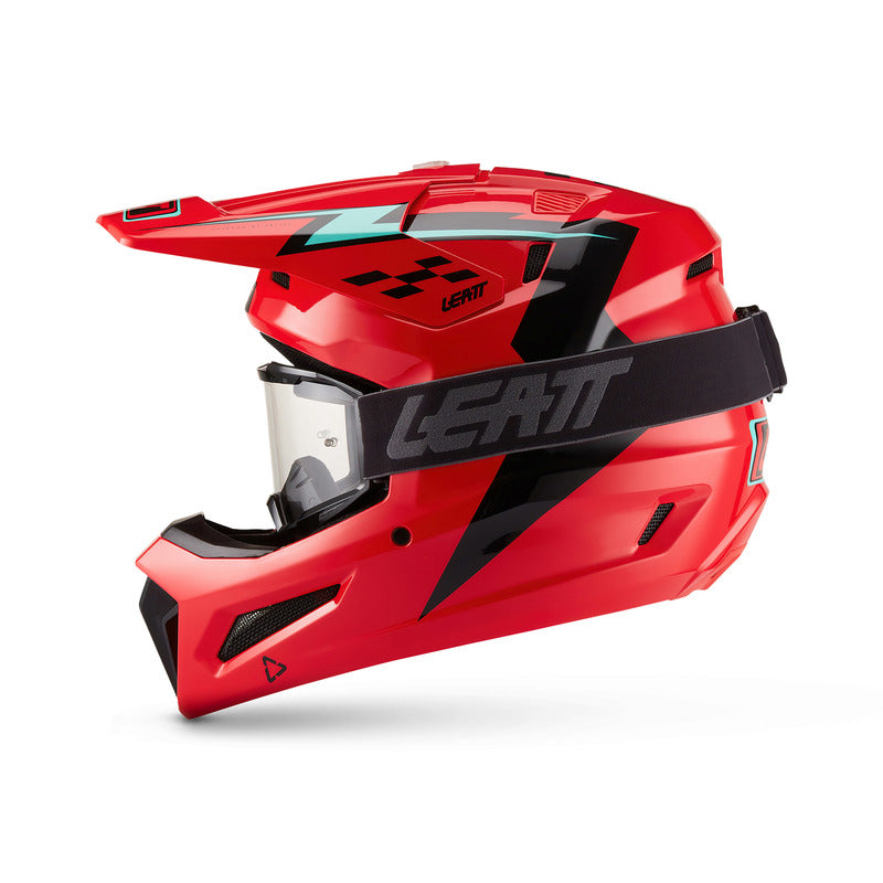 KASK MOTOCYKLOWY Z GOGLAMI LEATT KIT MOTO 3.5 RED S