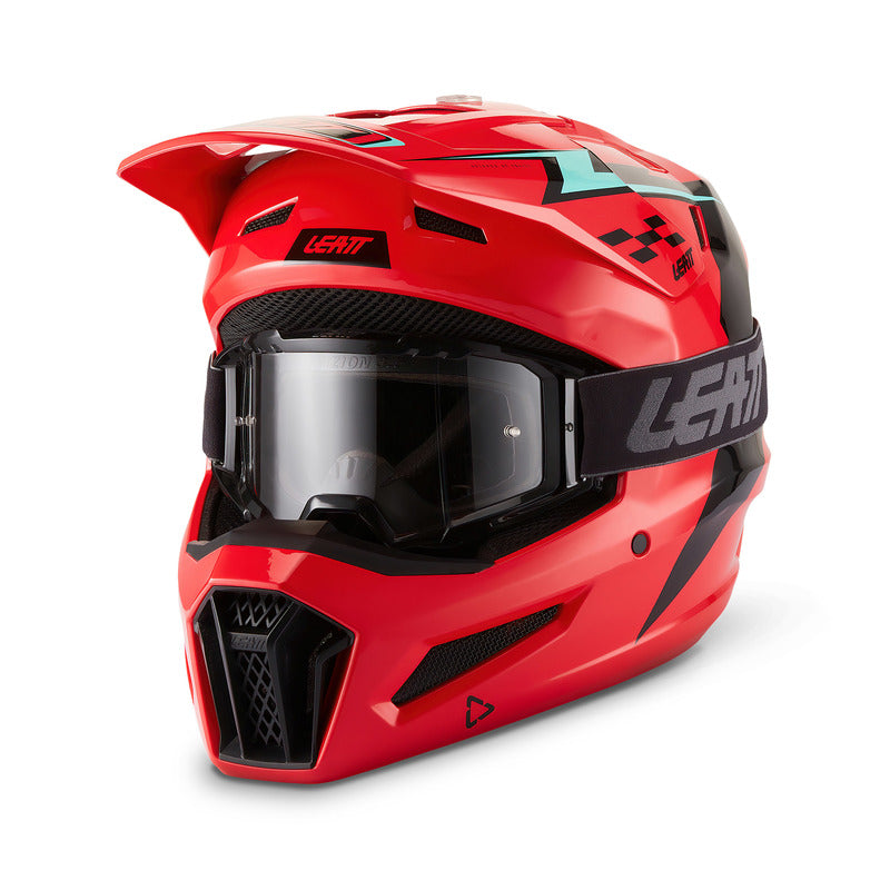 KASK MOTOCYKLOWY Z GOGLAMI LEATT KIT MOTO 3.5 RED S