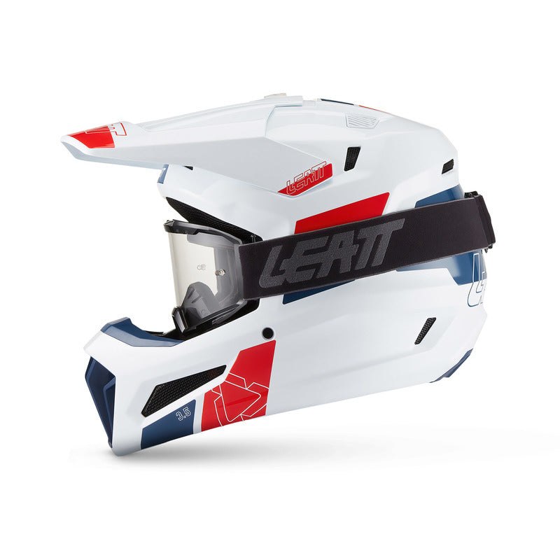 KASK MOTOCYKLOWY Z GOGLAMI LEATT KIT MOTO 3.5 WHITE S