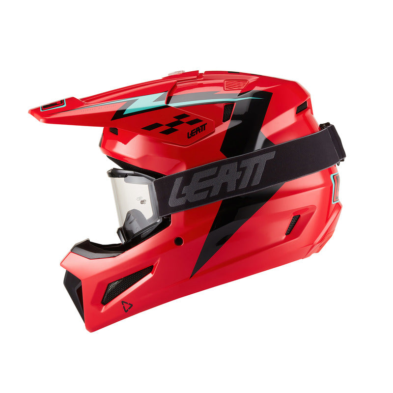 KASK MOTOCYKLOWY Z GOGLAMI JUNIOR LEATT KIT MOTO 3.5 RED M