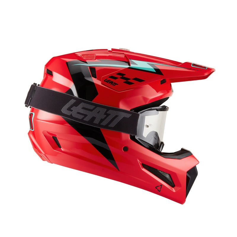 KASK MOTOCYKLOWY Z GOGLAMI JUNIOR LEATT KIT MOTO 3.5 RED M