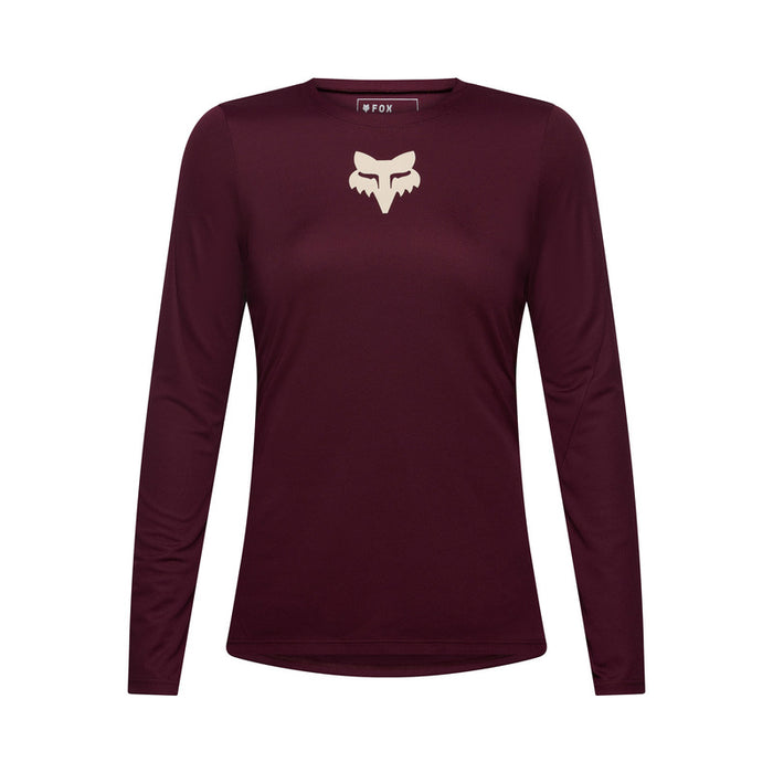 Koszulka Rowerowa Z Długim Rękawem Damska Fox Ranger Head Dark Maroon
