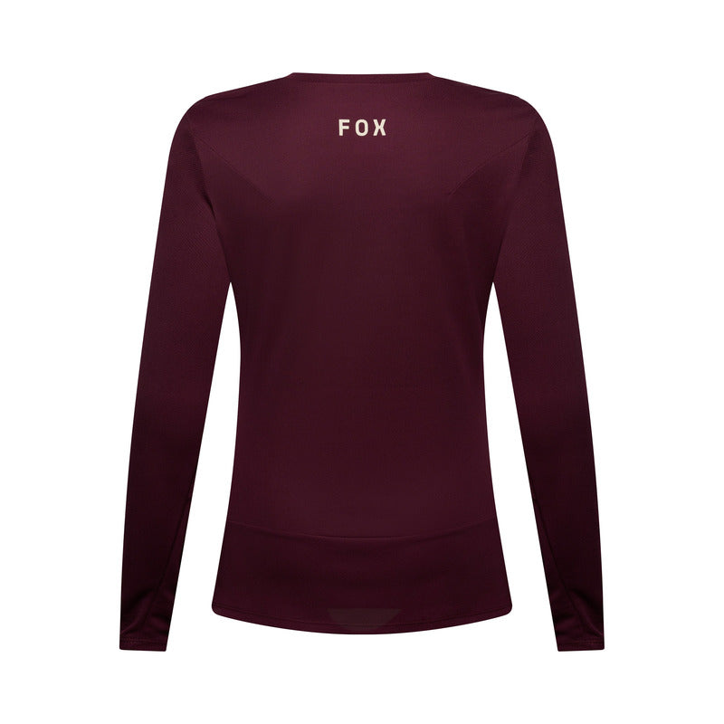 Koszulka Rowerowa Z Długim Rękawem Damska Fox Ranger Head Dark Maroon