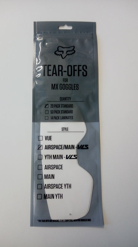 Zrywki Tear-off Do Gogli Fox Airspace/main 2 Standard 20pk Clear