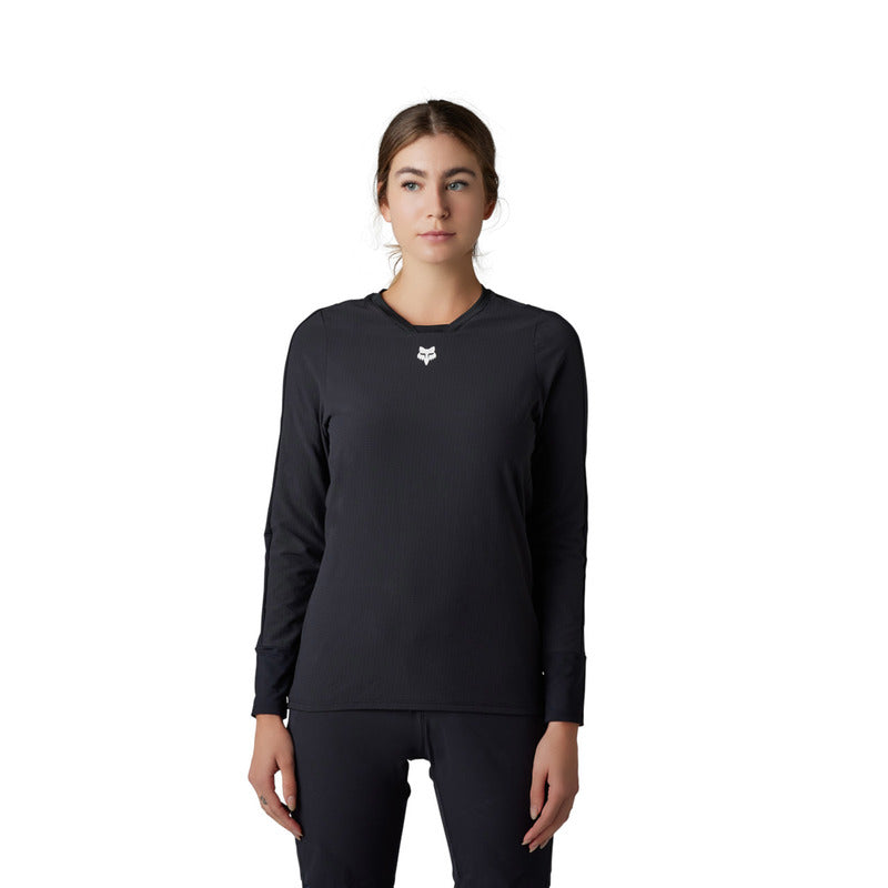 Koszulka Rowerowa Z Długim Rękawem Damska Fox Defend Thermal Black