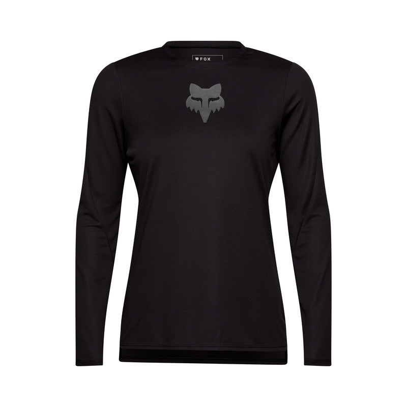 Koszulka Rowerowa Z Długim Rękawem Damska Fox Ranger Head Black