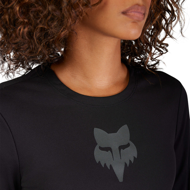 Koszulka Rowerowa Z Długim Rękawem Damska Fox Ranger Head Black