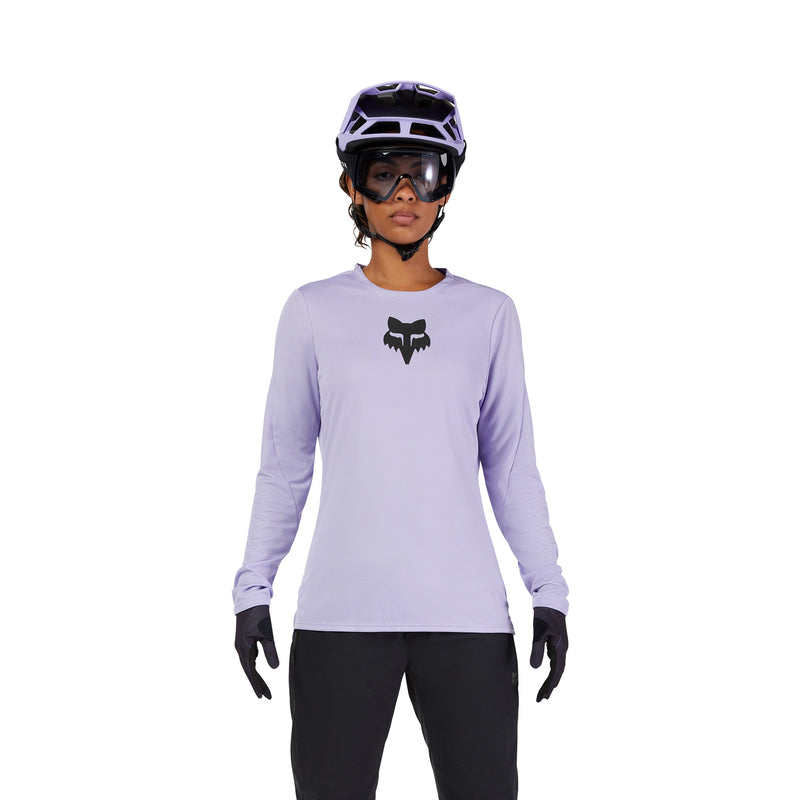 Koszulka Rowerowa Z Długim Rękawem Damska Fox Ranger Head Lilac