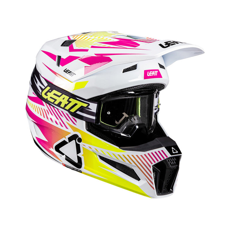 KASK MOTOCYKLOWY Z GOGLAMI LEATT KIT MOTO 3.5 STORM PINK L
