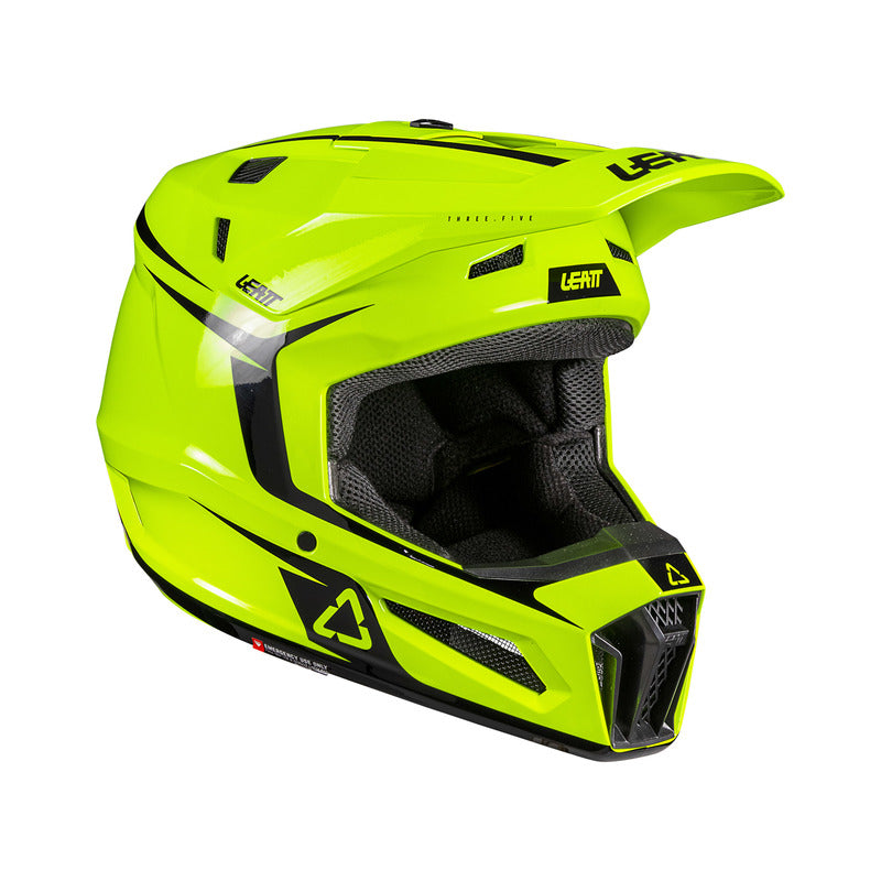 KASK MOTOCYKLOWY Z GOGLAMI LEATT KIT MOTO 3.5 NEON YELLOW XS