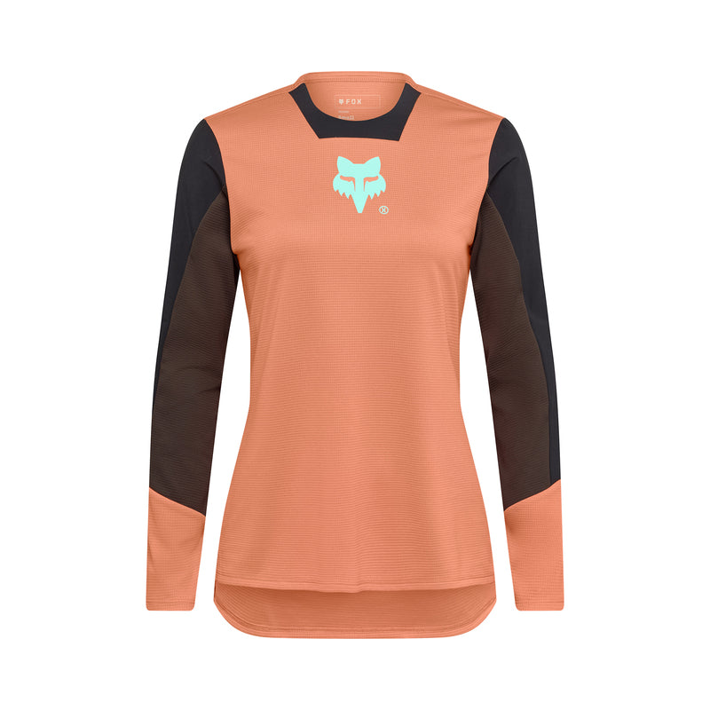 Koszulka Rowerowa Z Długim Rękawem Damska Fox Defend Elevated Coral