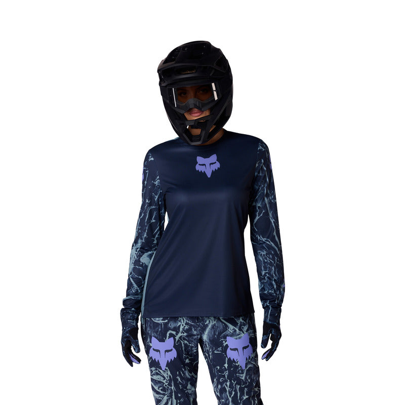 Koszulka Rowerowa Z Długim Rękawem Damska Fox Ranger Img Print Arctic Blue