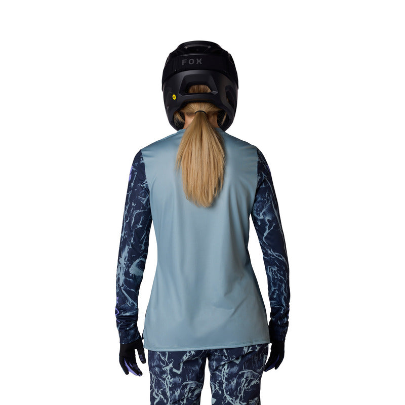 Koszulka Rowerowa Z Długim Rękawem Damska Fox Ranger Img Print Arctic Blue