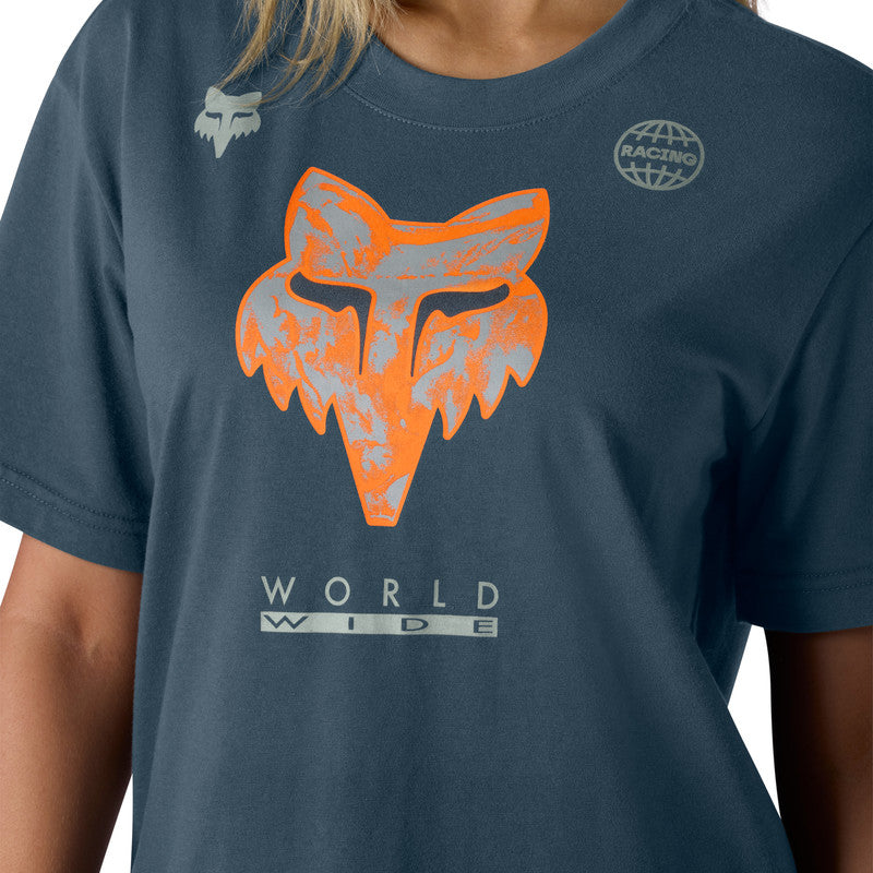 T-shirt Damski Fox Image Print Deep Cobalt