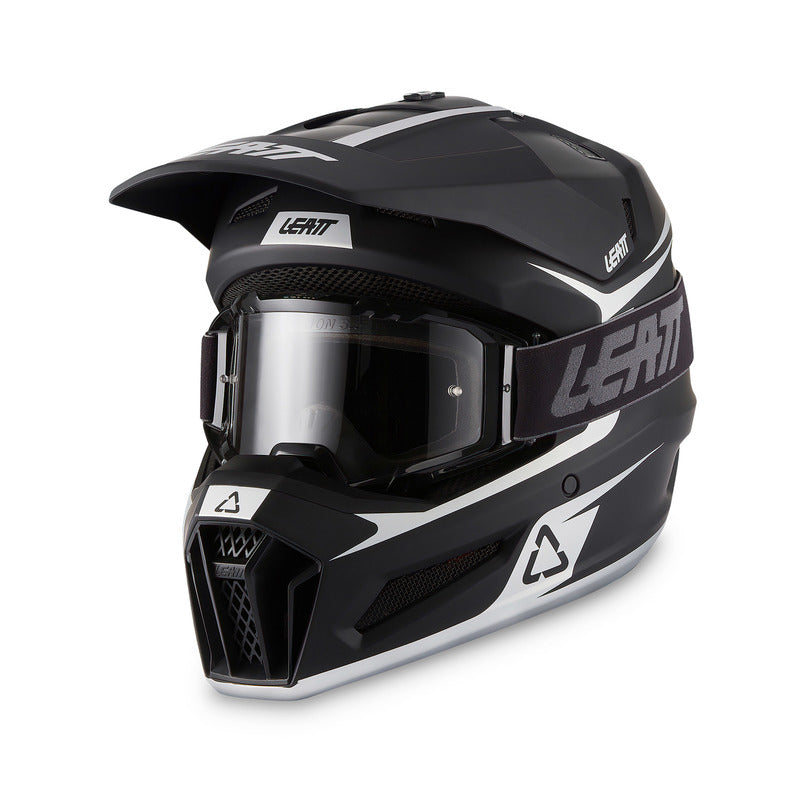 KASK MOTOCYKLOWY Z GOGLAMI LEATT KIT MOTO 3.5 BLACK XS