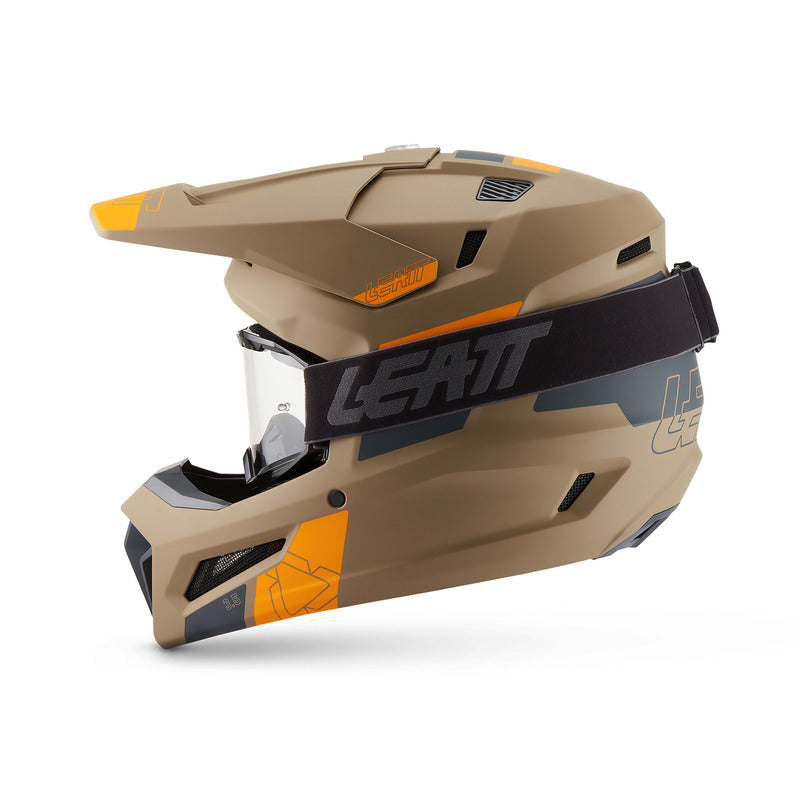 KASK MOTOCYKLOWY Z GOGLAMI LEATT KIT MOTO 3.5 KHAKI BROWN S