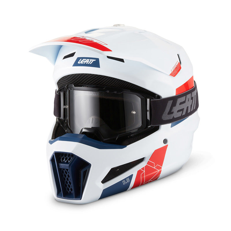 KASK MOTOCYKLOWY Z GOGLAMI LEATT KIT MOTO 3.5 WHITE S
