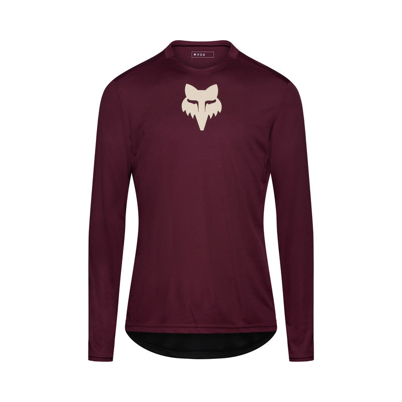 Koszulka Rowerowa Z Długim Rękawem Fox Ranger Head Dark Maroon
