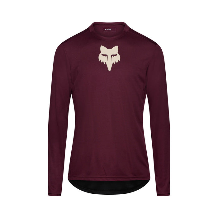 Koszulka Rowerowa Z Długim Rękawem Fox Ranger Head Dark Maroon