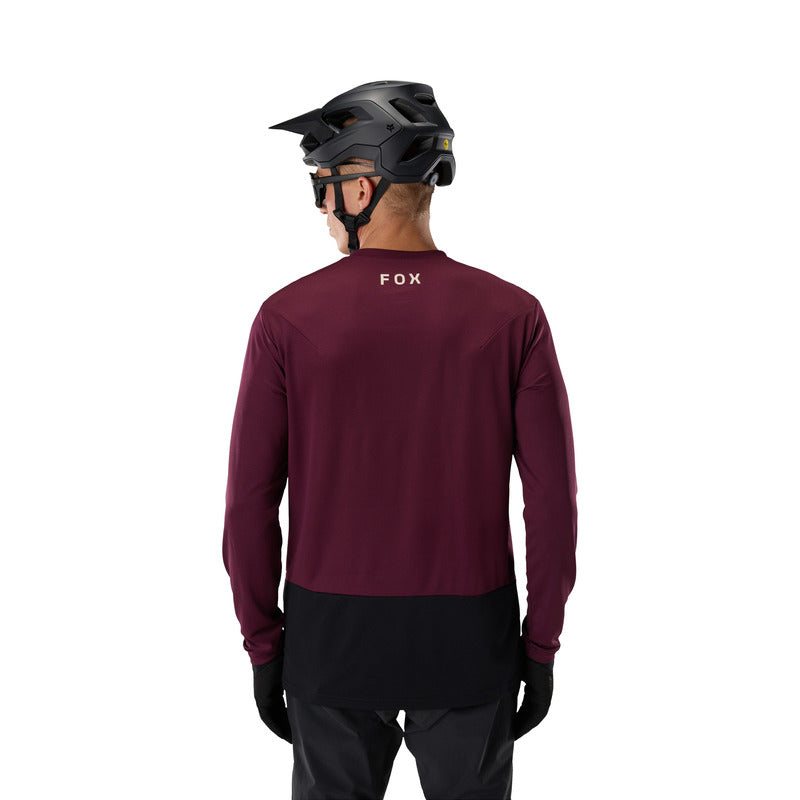 Koszulka Rowerowa Z Długim Rękawem Fox Ranger Head Dark Maroon