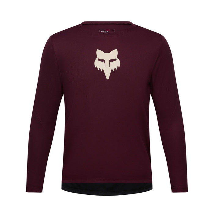 Koszulka Rowerowa Z Długim Rękawem Junior Fox Ranger Head Dark Maroon