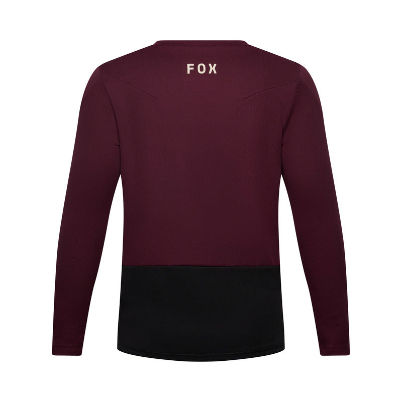 Koszulka Rowerowa Z Długim Rękawem Junior Fox Ranger Head Dark Maroon